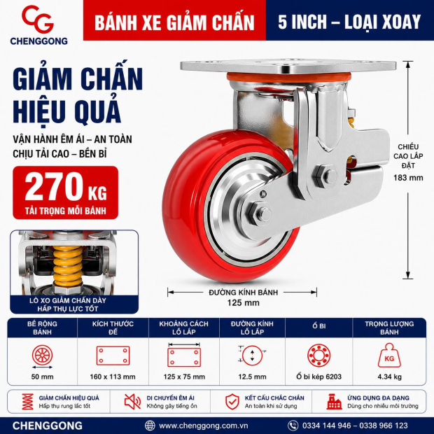banh-xe-day-pu-giam-chan-d125-co-dinh