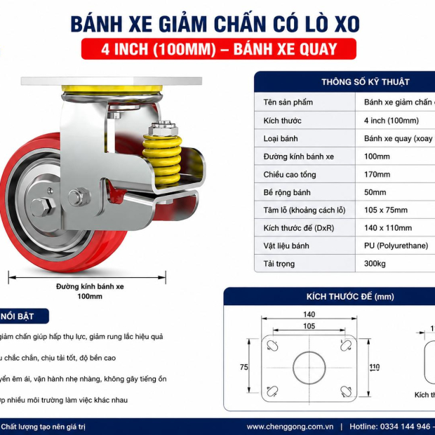 banh-xe-day-pu-giam-chan-d100-cang-xoay-phanh